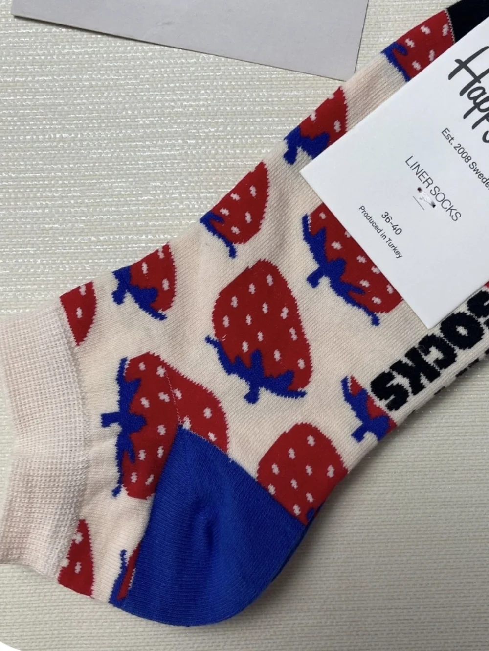 Happy Socks Strawberry Print Liner Socks